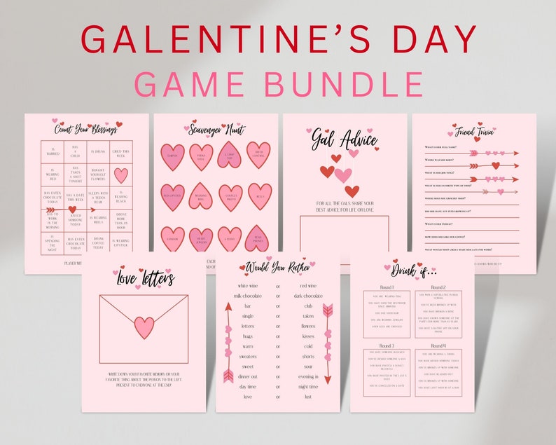 Galentine's Games Printable Valentines Day Games - Etsy