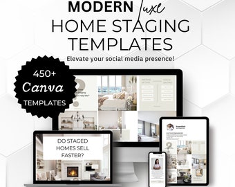 Home Staging Social Media Templates, Modern Luxe Canva Templates, Home Stager Marketing Kit, Instant Download