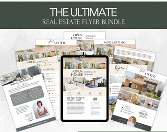 Ultimate Real Estate Flyer Bundle, Real Estate Marketing Flyers, Open House Flyers, Just Listed Flyers, New Listing Flyers, Just Sold Flyers