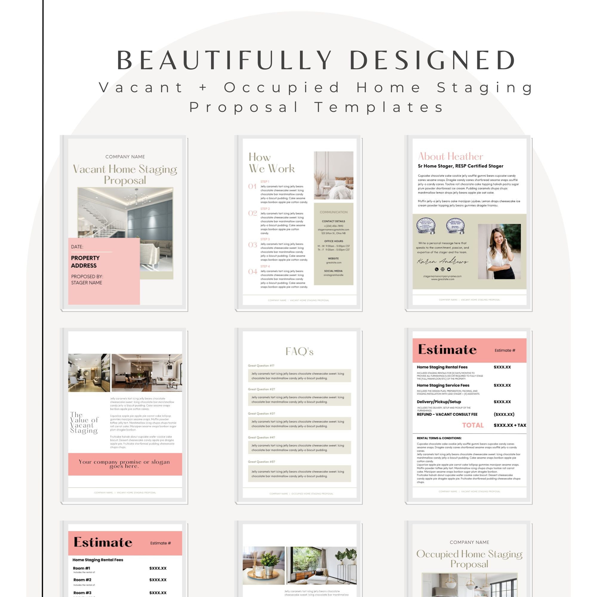Home Staging Client Proposal Template Kit, Customizable Canva Templates
