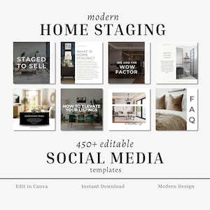 Home Staging Social Media Templates: Modern Canva Designs for Instagram (Digital Download)