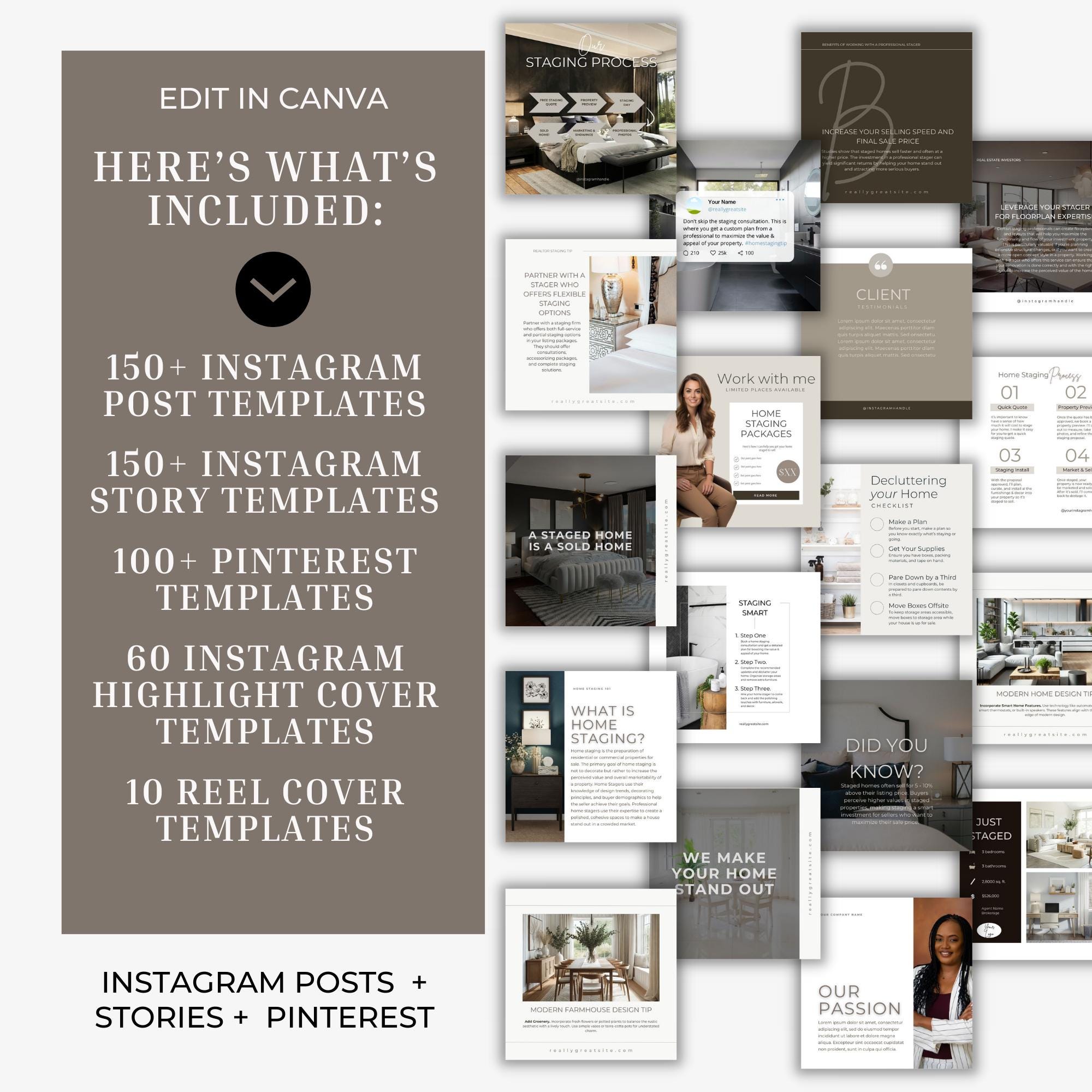 Home Staging Social Media Templates: Modern Canva Designs for Instagram ...
