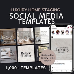 Luxury Home Staging Social Media Templates: Canva Instagram Posts, Reels + Pinterest Pins (Digital Download)