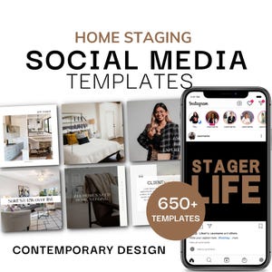 Home Staging Social Media Templates: Canva Posts for Instagram, Facebook, LinkedIn (Digital Download)