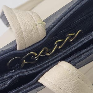 1997 Vintage CHANEL Coco Mark Contrast Tote Bag Minimalist Two-Tone Color Block image 10