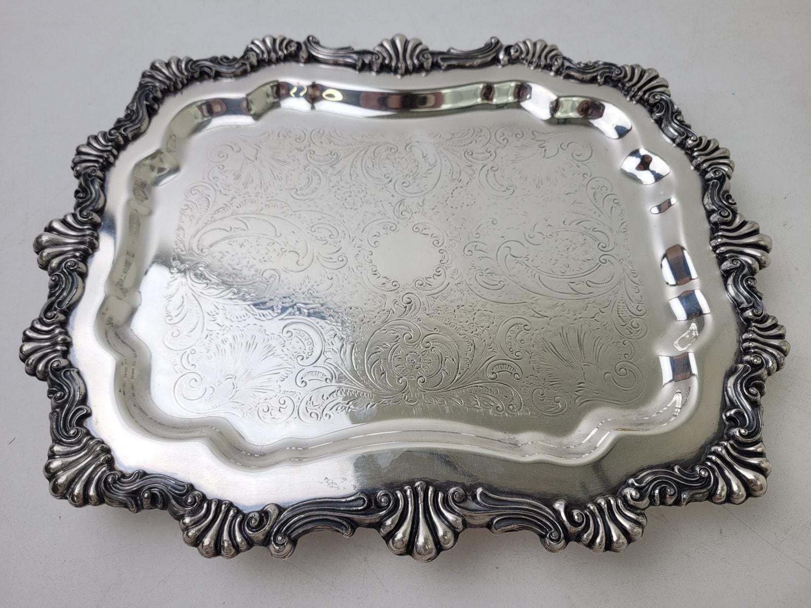 Vintage F.B. Rogers 6720 Silver Plate on Copper Footed Tray