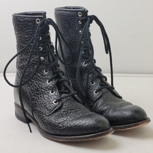 Justin L522 Bullhide Western Lacer Boots Mens Sz 8.5 D Pebbled Black Leather Justin 555 Lace-r Boots main image 2