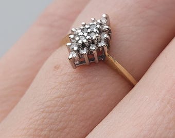 10 kt geelgouden en diamanten clusterbeloftering, sz 5