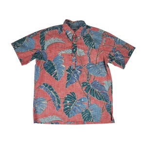 Vintage Reyn Spooner omgekeerde print Hawaiiaans shirt met grote bladeren, heren, maat (Sz L .)