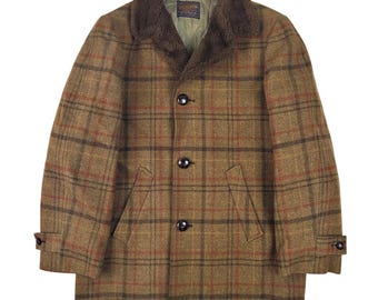 ジャケット・アウター 50-60's Vintage SIR PENDLETON Gang Coat Vintage 60s 70s Pendleton Shadow Plaid Button Up Jacket Mens Size
