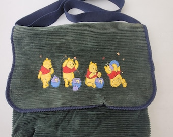 Vintage Disney Winnie the Pooh Green Corduroy Baby Diaper Bag