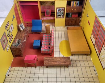 Vintage Barbie-droomhuis Mattel met meubels en accessoires uit 1962