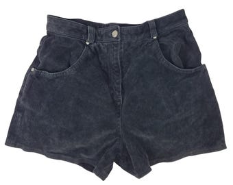 Vintage Harley Davidson suède leren shorts met hoge taille, dames sz, taille 30"