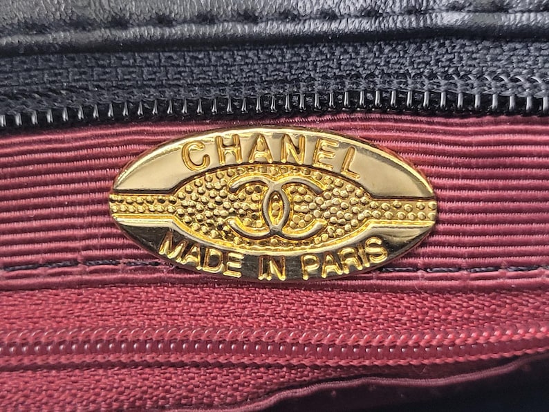 1997 Vintage CHANEL Coco Mark Contrast Tote Bag Minimalist Two-Tone Color Block image 13