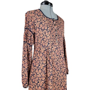 April Cornell Vintage 90s Pink Blue Floral Midi Dress Sz Small