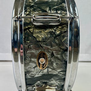 Vintage 1960s Slingerland 14" Black Diamond Pearl Snare Drum image 3