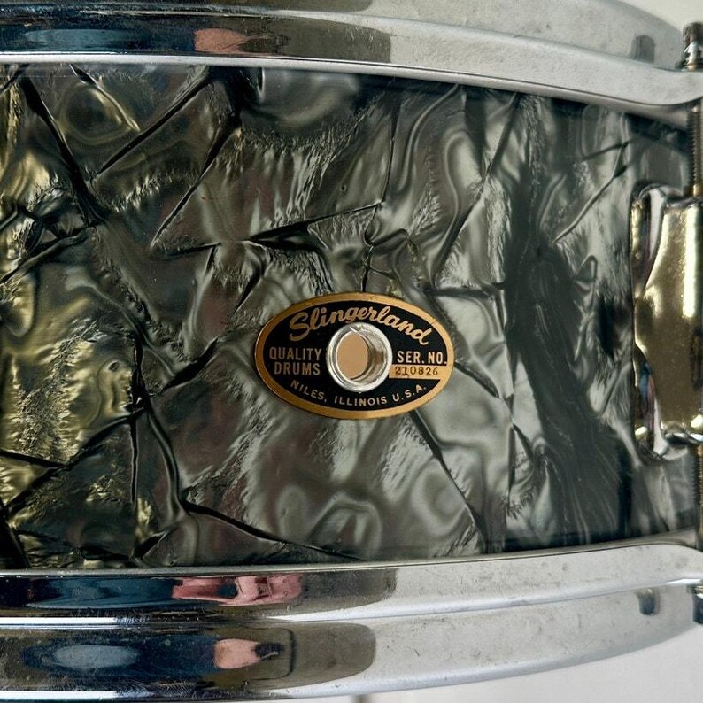 Vintage 1960s Slingerland 14" Black Diamond Pearl Snare Drum image 5