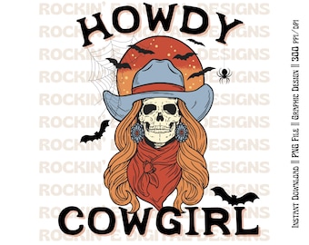HOWDY COWGIRL || Western Digital Download, Western PNG, Cowgirl fall png, happy fall yall png, cowgirl png,
