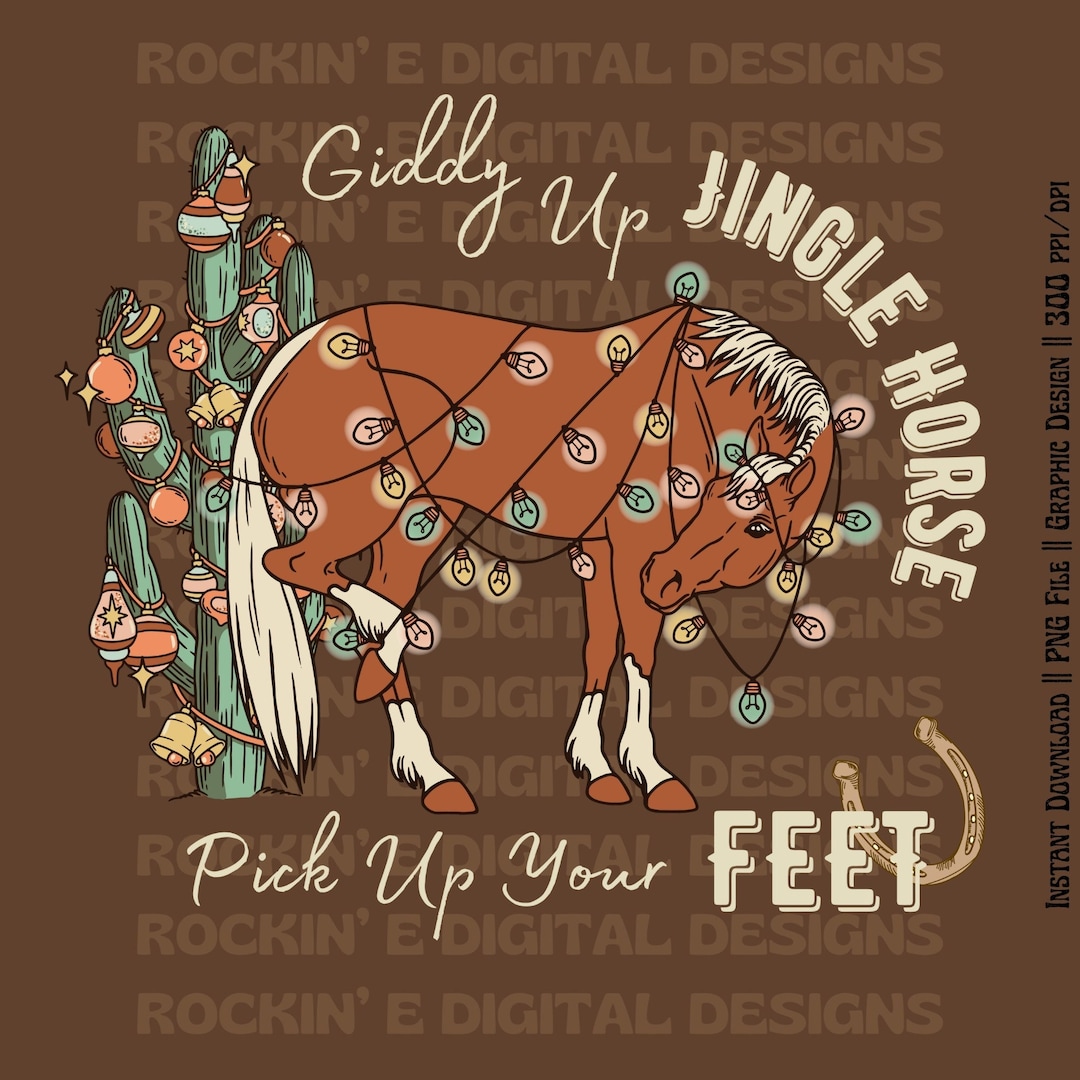 Giddy up Jingle Horse Pick up Your Feet Cactus CREAM FONT Etsy