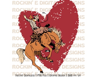 Bronc horse love // Western Valentine's Day png, western digital download, Cowgirl Valentine's Day png, Valentines horse png, love, heart