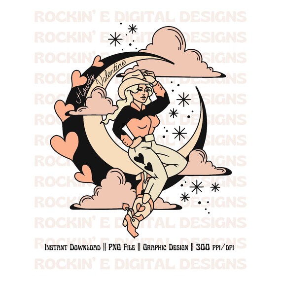 Cosmic Cowgirl Valentine || Western Digital Download, Western sublimation png, Western Valentine png, retro valentine. Space cowgirl