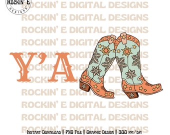Merry Christmas Y'ALL | Western Digital Design, Cowgirl Boots png, Western Cowboy Weihnachten, Western Weihnachten png, y'all png