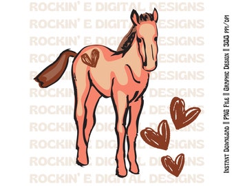 Foal with Hearts Graphic || Western Digital Download, western valentine png, western sublimation png, Cowgirl valentine png, Vday, horse png