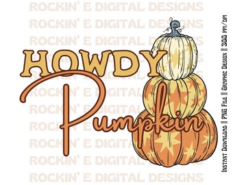 Howdy Pumpkin || Western Digital Download, Western Halloween png, Cowgirl Halloween graphics, happy fall y’all png, western fall png