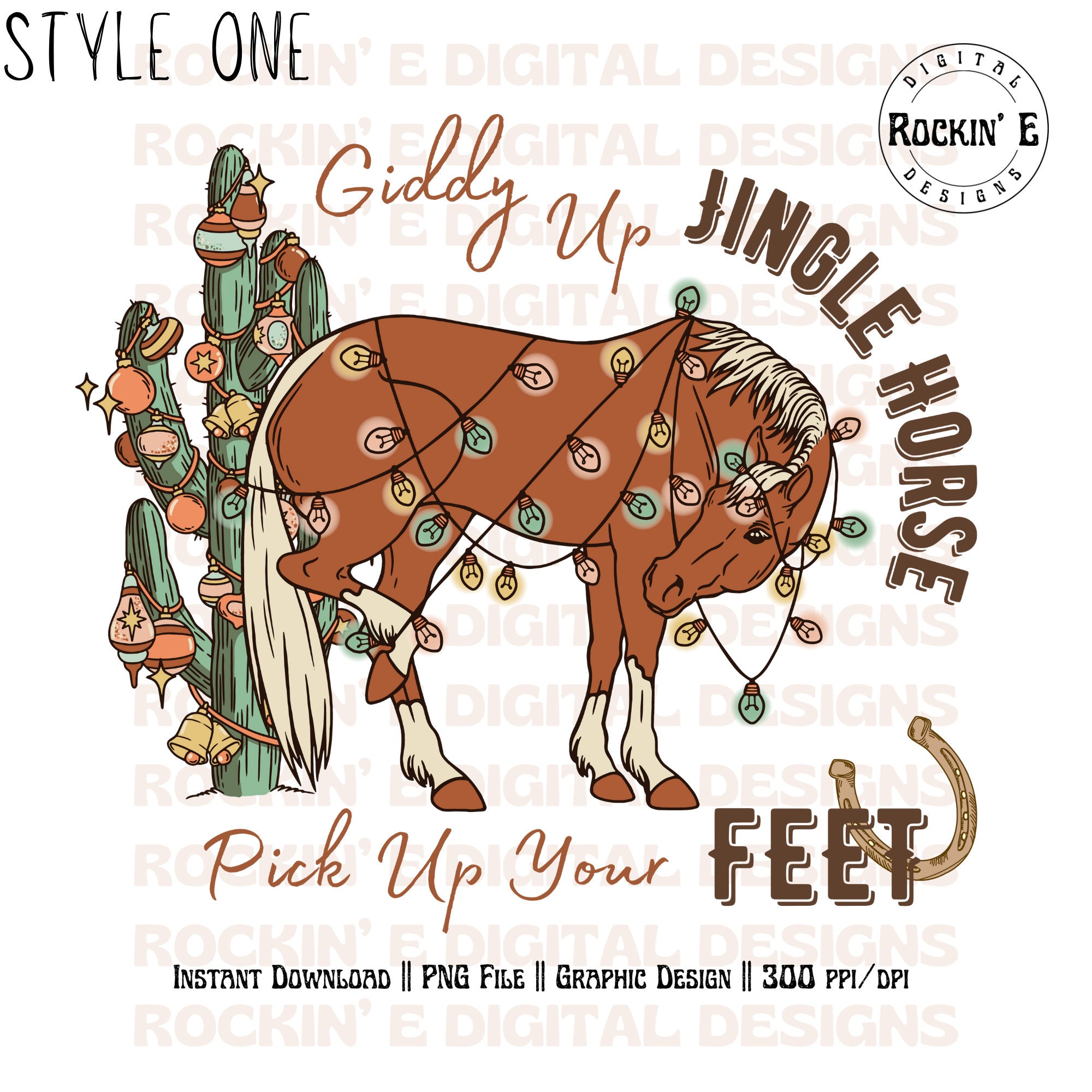 Giddy up Jingle Horse Pick up Your Feet Cactus Western PNG Etsy