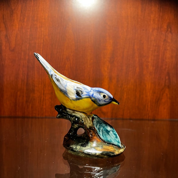 Vintage Stangl Pottery Bird #3583 Parula Warbler Handpainted and Signed "EWF"