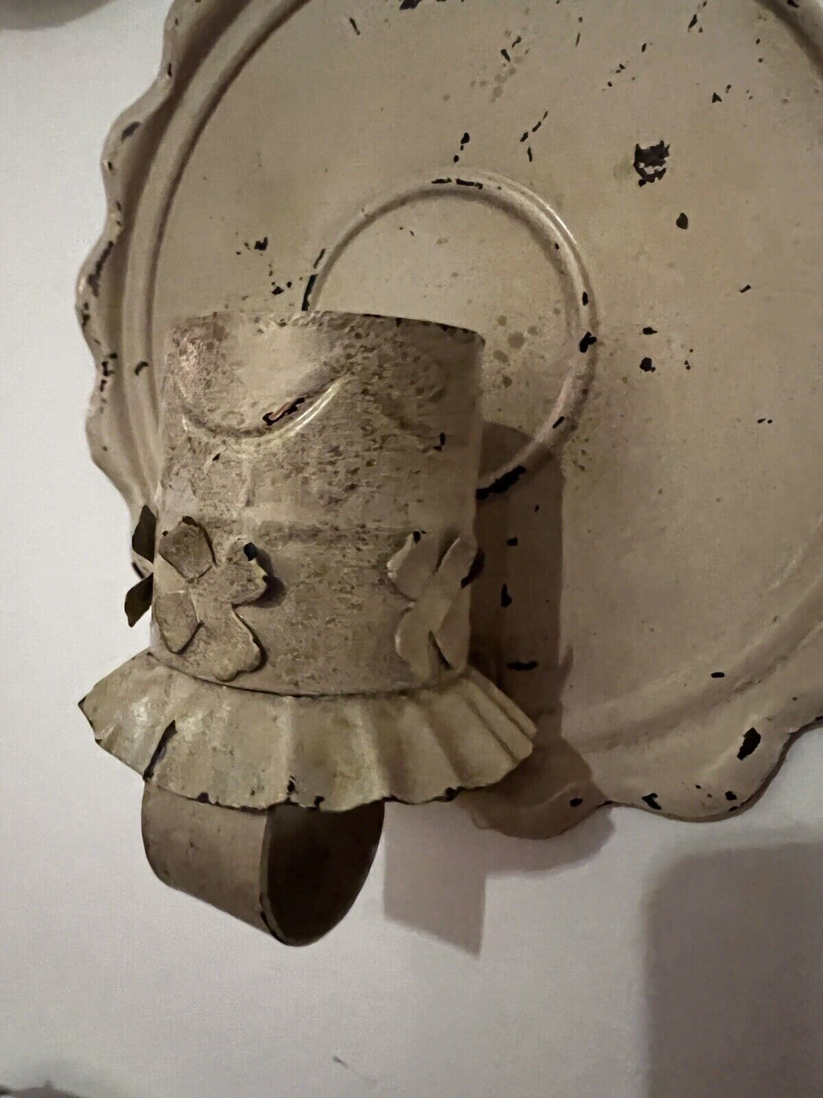 PAIR Vintage Tin Candle Wall Sconce Country Farmhouse Cottagecore