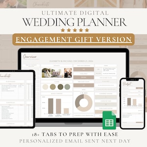 ENGAGEMENT GIFT Digital Wedding Planner: Google Sheets Spreadsheet (Digital Download)