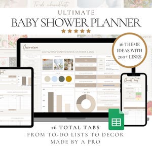 Baby Shower Planner Spreadsheet Template Google Sheets Digital Baby Shower Organizer Checklist Tracker Budget Games Guest List Theme Ideas