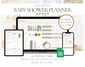 Digital Baby Shower Planner Spreadsheet Google Sheets Baby Shower Organizer Checklist Baby Shower Budget Guest List Games Baby Shower Themes