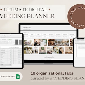 Digital Wedding Planner & Organizer | Wedding Planning Spreadsheet | Google Sheets | Engagement Gift | Wedding Budget | Wedding Checklist