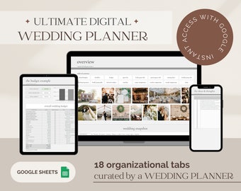 Digital Wedding Planner & Organizer | Wedding Planning Spreadsheet | Google Sheets | Engagement Gift | Wedding Budget | Wedding Checklist