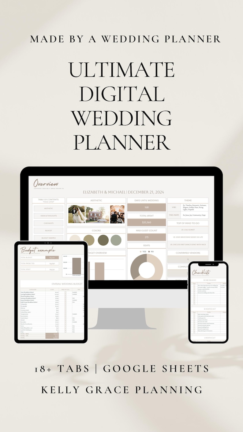 Digital Wedding Planner Spreadsheet Wedding Planning Template Wedding Spreadsheet Planner Digital Planner Google Sheets Wedding Budget