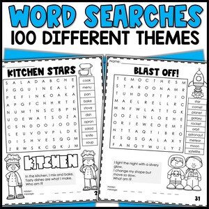 100-Themed Word Search Puzzle Book: Printable, Fun & Relaxing Word Searches for Kids Also Comes with Hidden Message Puzzle Coloring Pages