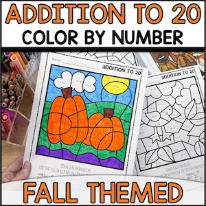 FALL Addition to 20 Color By Number Worksheets