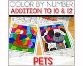 Pet Color by Number Addition Worksheets: Homeschool Activity (PDF)