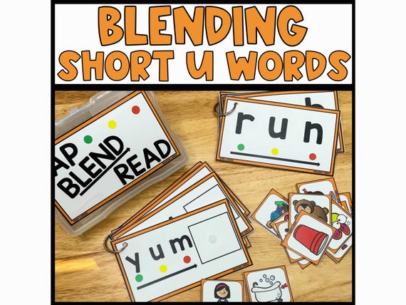 Short U CVC Word Flashcards: Phonics Literacy Center (Digital Download)
