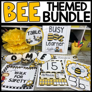 BIENEN THEMEN Klassenzimmer Dekor Elementar Bienen Themed Alphabet Poster, Zahlenposter, Etiketten, Banner, Namensschilder, Zehn Rahmenzahlen Poster