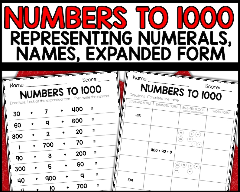Expanded Form and Standard Form Worksheets up to 1000, Printable ...