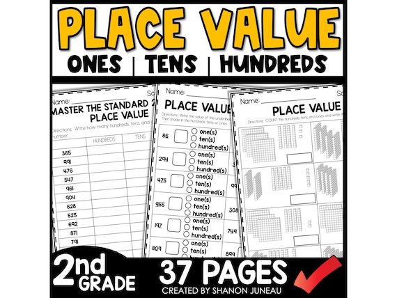 Place Value to 1000 Worksheets, Printable Activity Book, Homeschool Activities, Elementary Math Practice Pages