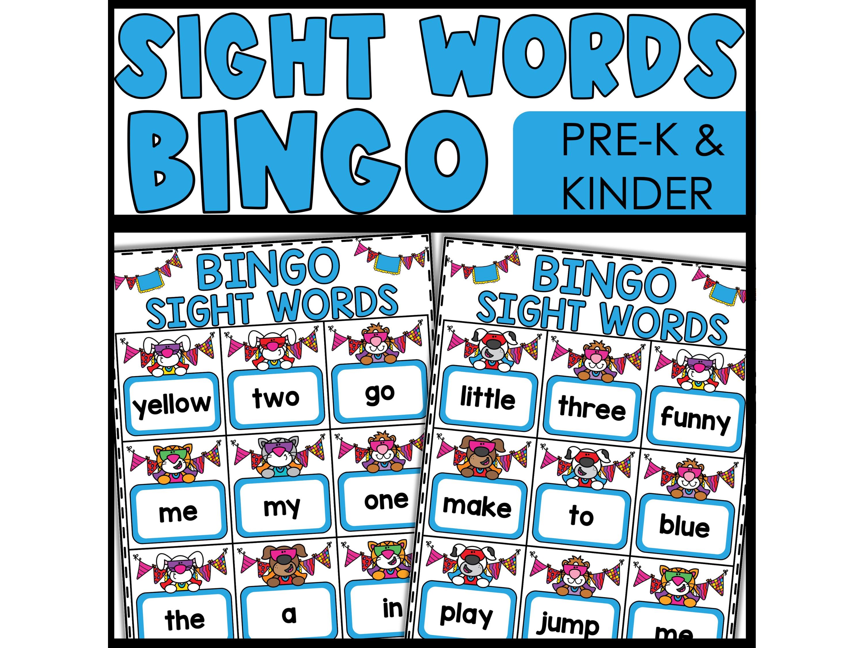 Sight Words Bingo Game Cards, Pre-k and Kindergarten Sight Words - Etsy