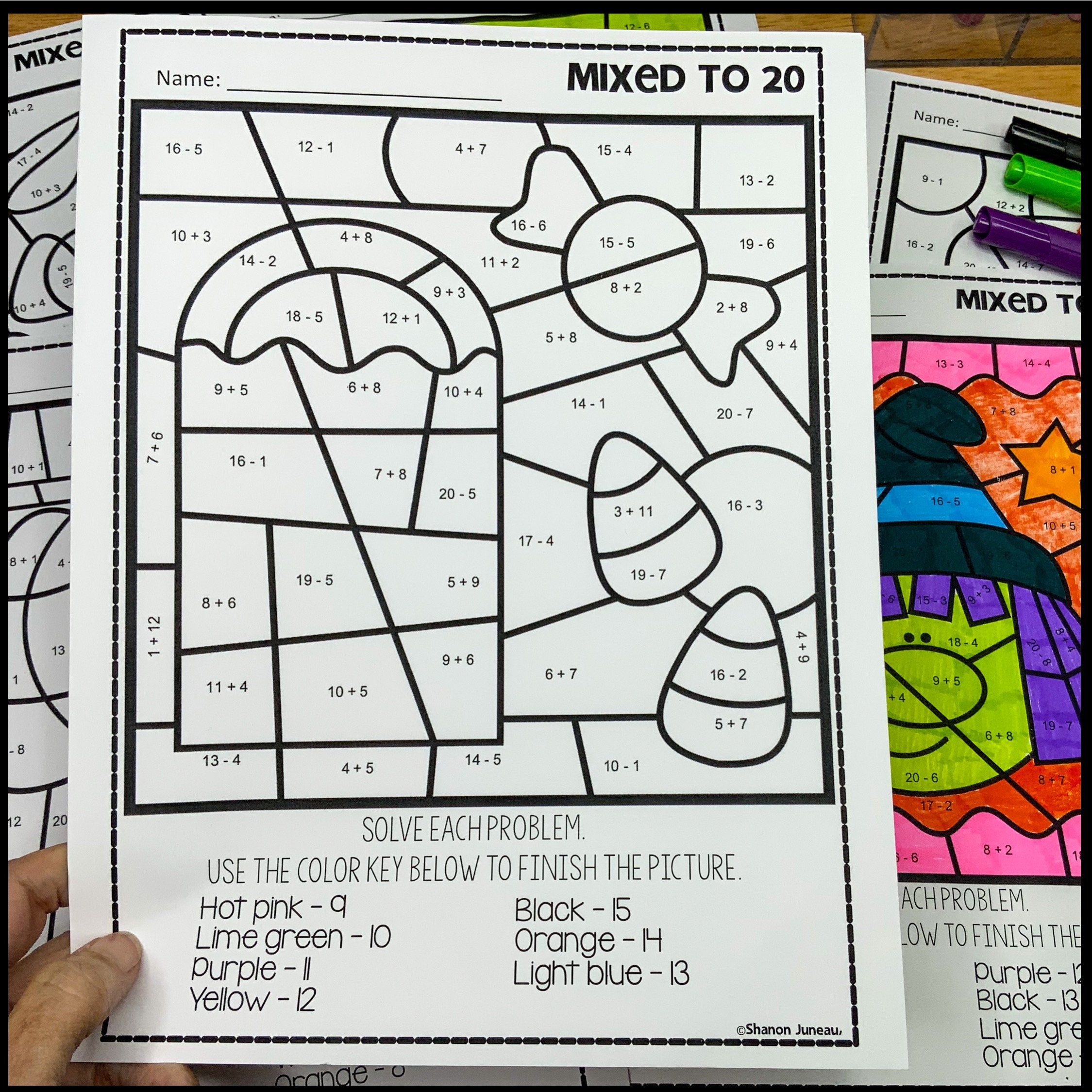 Addition and Subtraction Color by Number Worksheets Color by - Etsy