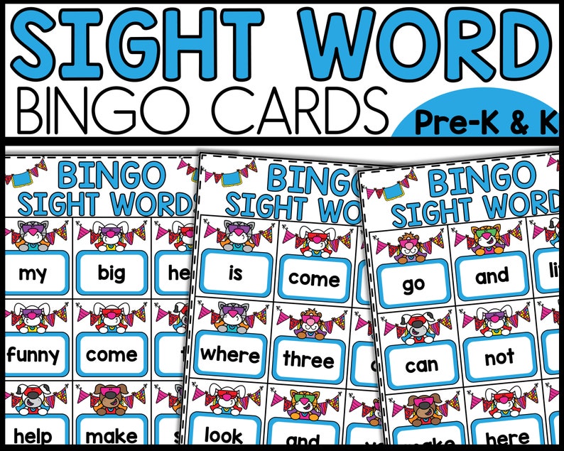 Sight Words Bingo Game Cards, Pre-k and Kindergarten Sight Words - Etsy