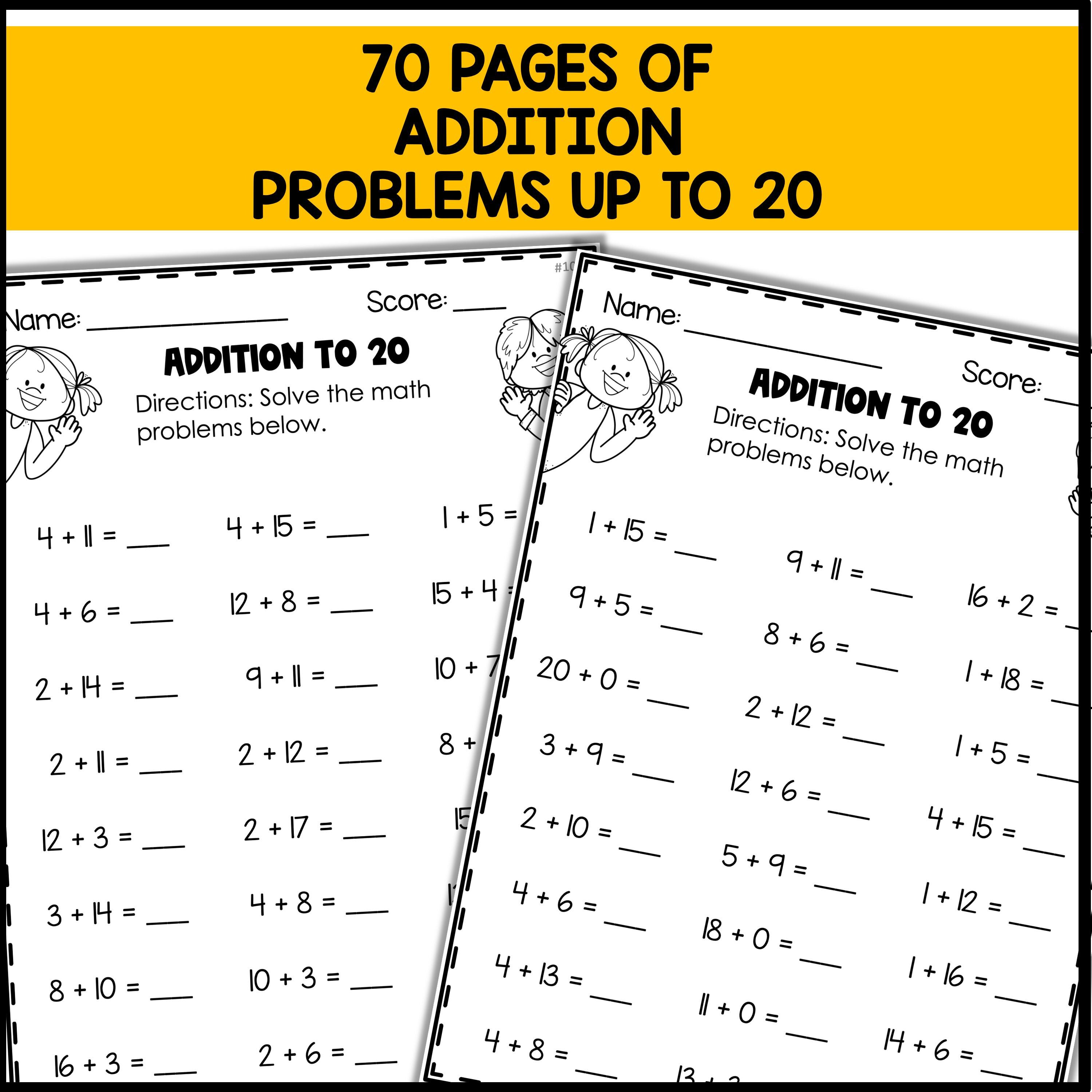 1st Grade Math Worksheets: Addition Practice Pages (120 Pages) (digital ...