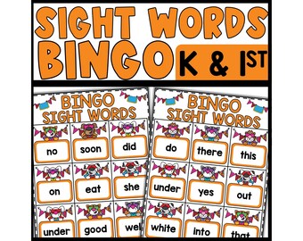 Sight Words Bingo Game Cards, Kindergarten Sight Words