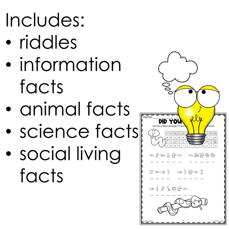 Crack the Code Puzzles, Animal Riddles, Fun Facts (digital Download) - Etsy